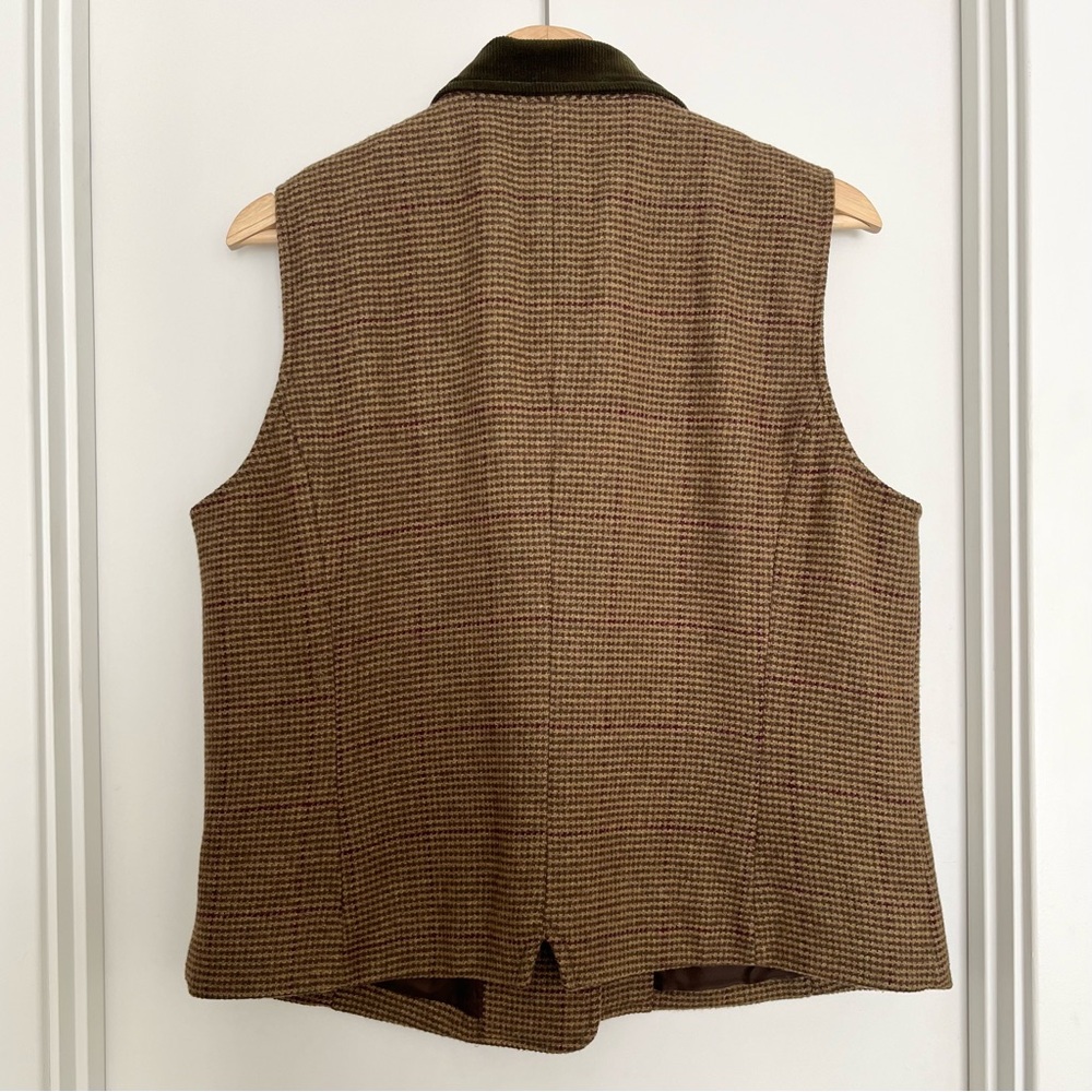 Vintage Chaps Denim Women's Brown Plaid Tweed Vest XL Wool Blend Classic Preppy - Picture 2 of 6